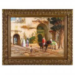 F A Bridgman Large American Orientalist oil painting of a courtyard by F A Bridgman - 3892526