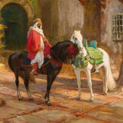 F A Bridgman Large American Orientalist oil painting of a courtyard by F A Bridgman - 3892558