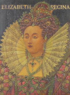 F William Fosdick Incised Wood And Oil Paint Portrait Of Queen Elizabeth - 3206064