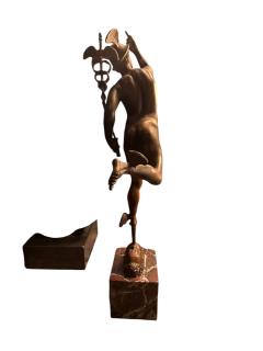 FANTASTIC ANTIQUE BRONZE OF MERCURY ON ROUGE MARBLE PLINTH - 4442711