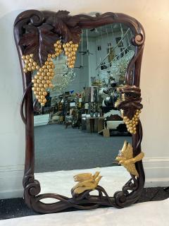 FANTASTICAL CARVED ART NOUVEAU MIRROR WITH GILT GRAPES AND BIRDS - 2314800