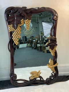 FANTASTICAL CARVED ART NOUVEAU MIRROR WITH GILT GRAPES AND BIRDS - 2314801