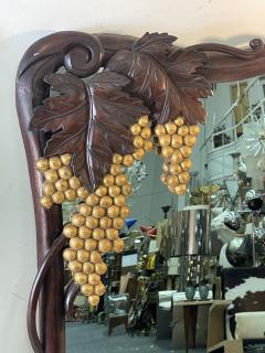 FANTASTICAL CARVED ART NOUVEAU MIRROR WITH GILT GRAPES AND BIRDS - 2314806