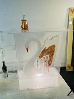 FANTASY CUSTOM CARVED SWANS ILLUMINATED LUCITE BAR WITH BAR STOOLS - 2538351