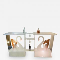 FANTASY CUSTOM CARVED SWANS ILLUMINATED LUCITE BAR WITH BAR STOOLS - 2541533