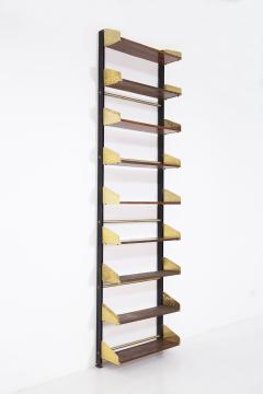 FEAL Fonderie Elettriche Alluminio e Leghe Italian Vintage Bookcase by Feal in Wood and Brass - 2041625