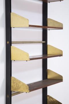 FEAL Fonderie Elettriche Alluminio e Leghe Italian Vintage Bookcase by Feal in Wood and Brass - 2041627