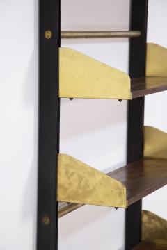 FEAL Fonderie Elettriche Alluminio e Leghe Italian Vintage Bookcase by Feal in Wood and Brass - 2041628