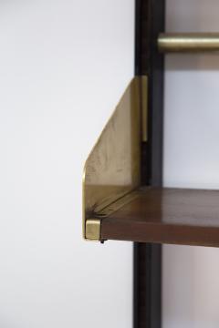 FEAL Fonderie Elettriche Alluminio e Leghe Italian Vintage Bookcase by Feal in Wood and Brass - 2041633