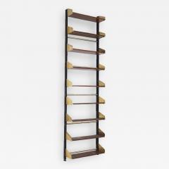FEAL Fonderie Elettriche Alluminio e Leghe Italian Vintage Bookcase by Feal in Wood and Brass - 2041697