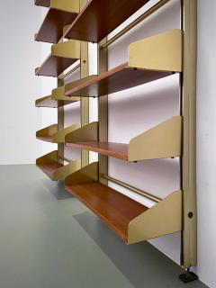 FEAL Fonderie Elettriche Alluminio e Leghe Set of 2 Large FEAL S2 shelves in Brass Aluminium and Wood Italy 1957 - 3188449