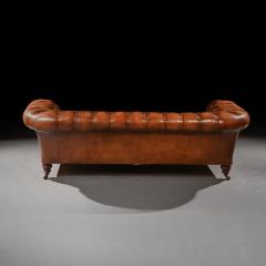 FINE 19TH CENTURY VICTORIAN WALNUT LEATHER UPHOLSTERED CHESTERFIELD SOFA - 1931986