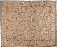 FINE ANTIQUE INDIAN AMRITSAR BEIGE AND BROWN HANDWOVEN WOOL RUG - 2372833