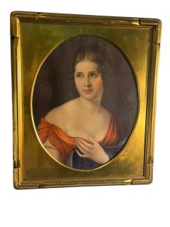 FINE ART NOUVEAU PASTEL PORTRAIT OF LOVELY WOMAN IN GORGEOUS GILT WOOD FRAME - 4605235