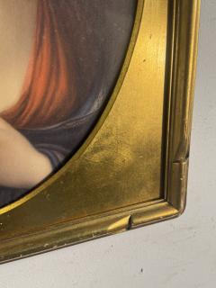 FINE ART NOUVEAU PASTEL PORTRAIT OF LOVELY WOMAN IN GORGEOUS GILT WOOD FRAME - 4605238