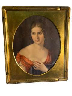 FINE ART NOUVEAU PASTEL PORTRAIT OF LOVELY WOMAN IN GORGEOUS GILT WOOD FRAME - 4618675
