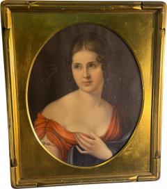 FINE ART NOUVEAU PASTEL PORTRAIT OF LOVELY WOMAN IN GORGEOUS GILT WOOD FRAME - 4618676