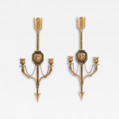 FINE PAIR OF ITALIAN ORMOLU WALL LIGHTS OR APPLIQUES IN THE FRENCH EMPIRE STYLE - 3514588
