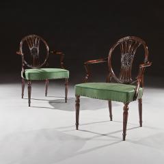 FINE PAIR OF NEO CLASSICAL GEORGE III ARMCHAIRS AFTER ROBERT ADAM - 2163466