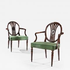 FINE PAIR OF NEO CLASSICAL GEORGE III ARMCHAIRS AFTER ROBERT ADAM - 2164896