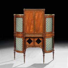 FINE REGENCY AMBOYNA AND EBONY INLAID GILT BRONZE MOUNTED SHAPED CABINET - 2744359