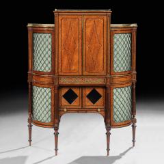 FINE REGENCY AMBOYNA AND EBONY INLAID GILT BRONZE MOUNTED SHAPED CABINET - 2744368