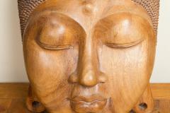 FINELY CARVED WOODEN BUDDHA FACE - 2350820