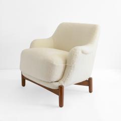FINNISH SCANDINAVIAN MODERN MID CENTURY FAUX SHEEPSKIN LOUNGE CHAIR - 2412979