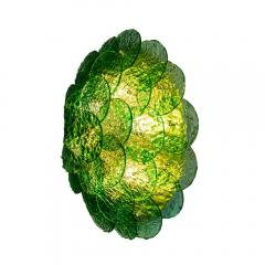 FLASH MOUNT MURANO EMERALD GREEN TEXTURED BLOWN DISC GLASS - 2133587