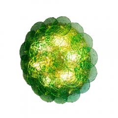 FLASH MOUNT MURANO EMERALD GREEN TEXTURED BLOWN DISC GLASS - 2133588