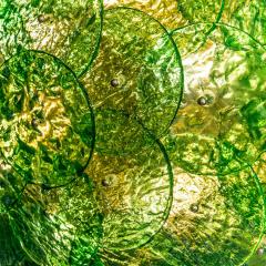 FLASH MOUNT MURANO EMERALD GREEN TEXTURED BLOWN DISC GLASS - 2133590