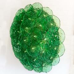 FLASH MOUNT MURANO EMERALD GREEN TEXTURED BLOWN DISC GLASS - 2133597