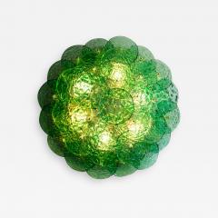 FLASH MOUNT MURANO EMERALD GREEN TEXTURED BLOWN DISC GLASS - 2134296