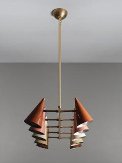 FLOTILLA Chandelier in Brass and Terracotta Enamel - 2943900