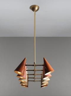 FLOTILLA Chandelier in Brass and Terracotta Enamel - 2943901