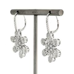 FLOWER 14K WHITE GOLD 4 08 CARAT DIAMOND DROP DANGLE EARRINGS - 2153013