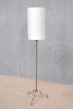FMK Belysning Swedish Modern Floor Lamp in Brass Cream Silk FMK Belysning Sweden 1950s - 4510317