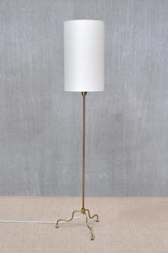 FMK Belysning Swedish Modern Floor Lamp in Brass Cream Silk FMK Belysning Sweden 1950s - 4510322
