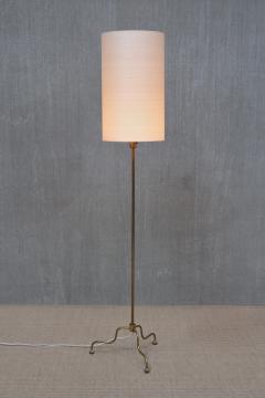 FMK Belysning Swedish Modern Floor Lamp in Brass Cream Silk FMK Belysning Sweden 1950s - 4510323