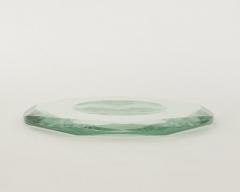 FONTANA ARTE ITALIAN MULTI FACETED ROUND PALE GREEN GLASS VIDE POCHE OR DISH - 1914108