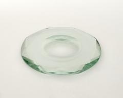 FONTANA ARTE ITALIAN MULTI FACETED ROUND PALE GREEN GLASS VIDE POCHE OR DISH - 1914136