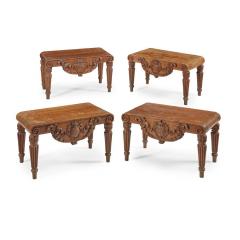 FOUR OAK ARMORIAL HALL STOOLS TAYMOUTH CASTLE SCOTLAND MID 19TH CENTURY - 1827318