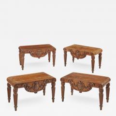 FOUR OAK ARMORIAL HALL STOOLS TAYMOUTH CASTLE SCOTLAND MID 19TH CENTURY - 1829406