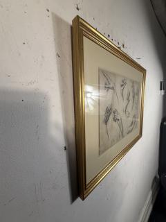 FRAMED MODERN STUDY OF HANDS DRAWING SIGNED DATED - 4283061