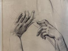 FRAMED MODERN STUDY OF HANDS DRAWING SIGNED DATED - 4283062