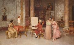 FRANCESCO BEDA Large Italian genre painting of The Little Model by Francesco Beda - 2940332