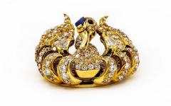 FRENCH 18K YELLOW GOLD SWAN BROOCH - 1828765