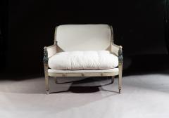 FRENCH 19TH CENTURY ORIGINAL PAINTWORK SECOND EMPIRE MARQUISE LOVESEAT SOFA - 1756526