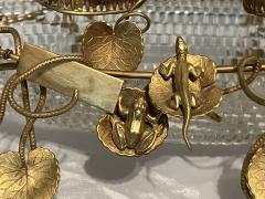 FRENCH ANTIQUE GILT BRONZE SHIP LIQUOR CENTERPIECE DECORATED WITH FLORA FAUNA - 3708981