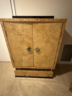 FRENCH ART DECO BURLWOOD BLACK ACCENT CABINET WITH NICKELED BRONZE HARDWARE - 4271484